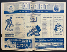 Load image into Gallery viewer, 1953 Toronto Maple Leafs Game Program New York Rangers Harry Lumley Shutout NHL