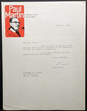 Load image into Gallery viewer, 1968 Paul Martin Signed Famous Canadian Diplomat Politician Autographed Politics