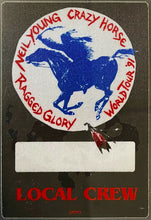 Load image into Gallery viewer, 1991 Vintage Neil Young Crazy Horse Unused Ragged Glory Tour Backstage Pass