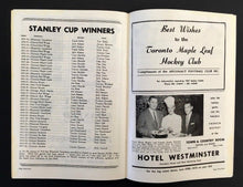 Load image into Gallery viewer, 1957 Maple Leaf Gardens NHL Hockey Program VTG Leafs vs Rangers Marc Reaume