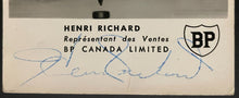 Load image into Gallery viewer, 1960 Henri Richard Autographed British Petroleum Postcard Signed Rare BP Vintage