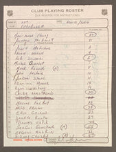 Load image into Gallery viewer, 2006 NHL Hockey Pittsburgh Penguins Lineup Sheet Crosby Signed By Therrien Coach