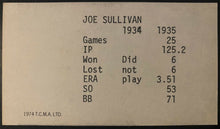 Load image into Gallery viewer, 1974 MLB Baseball Card Detroit Tigers Joe Sullivan 1934-35 TCMA Autographed