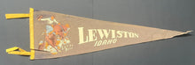 Load image into Gallery viewer, 1940s Lewiston Idaho Cowboy Let Er Buck 27" Felt Pennant Vintage