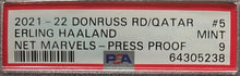 Load image into Gallery viewer, 2021-22 Donruss Soccer Erling Haaland Net Marvels Press Proof #5 PSA 9 MINT FIFA
