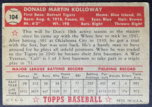 Load image into Gallery viewer, 1952 Topps Baseball Don Kolloway #104 Detroit Tigers MLB Card Vintage