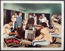 Load image into Gallery viewer, 1948 Triple Threat Movie Lobby Card Featuring Football Greats Vintage Original