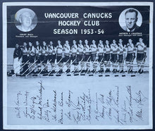 Load image into Gallery viewer, 1953-1954 Vancouver Canucks Team Issued Photo Hhof Hockey NHL Vintage