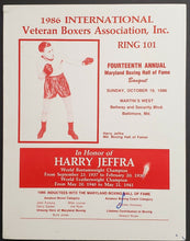 Load image into Gallery viewer, 1986 14th Annual Maryland Boxing Hall of Fame Award Banquet Program Harry Jeffra