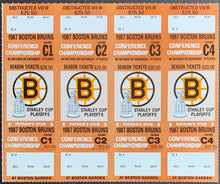Load image into Gallery viewer, 1987 Boston Bruins Conference Championship Playoff Season Ticket Uncut Sheet