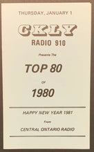 Load image into Gallery viewer, 1980 CKLY Chart Radio Survey Ontario Canada Music New Year 1981 Pink Floyd