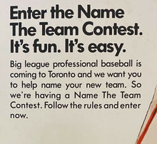 Load image into Gallery viewer, 1976 MLB Baseball Extremely Rare Toronto Blue Jays Name the Team Contest Display