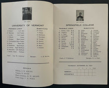 Load image into Gallery viewer, 1927 Springfield College Unscored Program University of Vermont NCAA Football