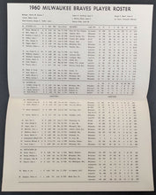 Load image into Gallery viewer, 1960 Milwaukee Braves Media Guide Hank Aaron In Lineup Baseball MLB Vintage