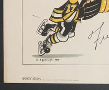 Load image into Gallery viewer, Circa 1970 Fred Stanfield Sporticatures by Pelkowski Boston Bruins NHL Vintage