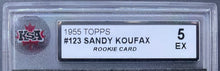 Load image into Gallery viewer, 1955 Topps #123 Sandy Koufax Brooklyn Dodgers Baseball MLB Card KSA EX 5