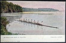 Load image into Gallery viewer, c1900 Eight Oar Crew Training on Toronto's Don River Postcard Vintage Historical