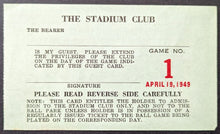 Load image into Gallery viewer, 1949 New York Yankees Stadium Club Pass Casey Stengel 1st Game Manager Baseball