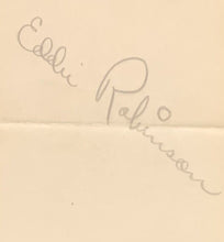 Load image into Gallery viewer, 1940's Jazz Club Table Top Promo Card Autographed By Eddie Robinson MLB Player