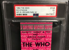 Load image into Gallery viewer, 1982 The Who Rich Stadium Concert Ticket Orchard Park New York Keith Moon PSA 5