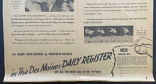 Load image into Gallery viewer, 1938 Des Moines Newspaper Page Promoting Upcoming Max Schmeling Joe Louis Fight