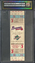 Load image into Gallery viewer, 1991 World Series Game 3 Full Ticket Atlanta Braves vs Minnesota icert NM 7