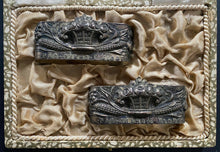 Load image into Gallery viewer, Napkin Rings Portugal Vintage Pair 833 Silver Raised Relief Image Antique