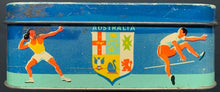 Load image into Gallery viewer, 1954 British Empire Games Macfarlane Biscuit Tin Miracle Mile Vancouver Vintage