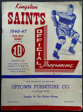 Load image into Gallery viewer, 1946 Kingston Saints Gus Marker Hockey Program Bill Reason Signed + Inscribed