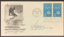 Load image into Gallery viewer, 1960 Winter Olympic Games First Day Of Issue Squaw Valley California VIII Tahoe