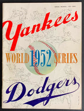 Load image into Gallery viewer, 1952 World Series Baseball Program New York Yankees vs Brooklyn Dodgers MLB