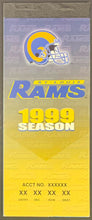 Load image into Gallery viewer, 1999 St. Louis Rams Full Promo Season Ticket Book Kurt Warner 1st Start NFL