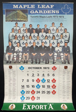 Load image into Gallery viewer, 1973-74 Maple Leaf Gardens Export A Leafs Calendar Toronto 1972 Summit Series