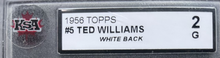 Load image into Gallery viewer, 1956 Topps #5 Ted Williams Boston Red Sox White Back MLB Card KSA G 2