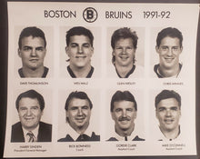 Load image into Gallery viewer, 1991/1992 NHL Boston Bruins 75th Anniversary 4 Page Team Photo Set Vintage