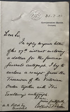 Load image into Gallery viewer, Earl Grey Signed Letter Canada's 9th Governor General Canadian Football HOFer