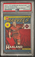 Load image into Gallery viewer, 2021-22 Donruss Soccer Erling Haaland Net Marvels Press Proof #5 PSA 9 MINT FIFA