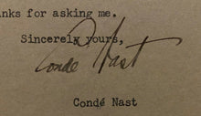 Load image into Gallery viewer, 1940 Vintage Signed Conde Nast Letter Publishing Letterhead Autographed LOA