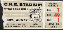 Load image into Gallery viewer, 1971 C.N.E. Stadium Ottawa Rough Riders vs Toronto Argonauts CFL Football Ticket