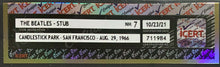 Load image into Gallery viewer, 1966 The Beatles Final Concert Ticket Candlestick Park San Francisco Fab 4 iCert
