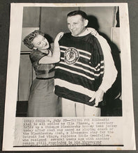 Load image into Gallery viewer, 1952 Chicago Blackhawks Associated Press Wire Photo Sid Abel Named New Coach