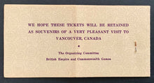 Load image into Gallery viewer, 1954 British Empire Commonwealth Games Vancouver Ticket Folder + Cycling Ticket