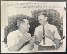 Load image into Gallery viewer, 1957 United Press Photo Yogi Berra + Ed Bailey Prep MLB Baseball All Star Game