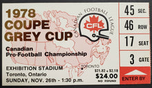 Load image into Gallery viewer, 1978 Exhibition Stadium Grey Cup CFL Program Edmonton vs Montreal + Ticket Stub