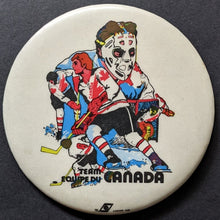 Load image into Gallery viewer, 1976 1st Canada Cup Hockey Game Pinback Logo Button Team Canada Pin Vintage
