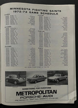 Load image into Gallery viewer, 1972 WHA Hockey Minnesota Fighting Saints 1st Game Program v Winnipeg Jets Hull