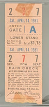 Load image into Gallery viewer, 1951 Brooklyn Dodgers vs New York Ticket Mickey Mantle 1st Game As A Yankee PSA