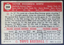 Load image into Gallery viewer, 1952 Topps Baseball Vic Wertz #244 Detroit Tigers MLB Card Vintage