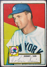 Load image into Gallery viewer, 1952 Topps Baseball #49 Johnny Sain MLB Card Vintage New York Yankees
