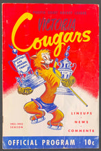 Load image into Gallery viewer, 1952 Victoria Memorial Arena Pacific Coast Hockey League Playoff Program Cougars